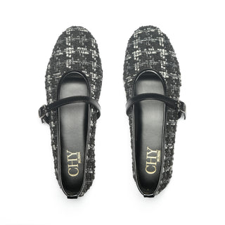 MARY JANES BALLET TWEED BLACK