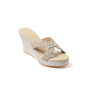 BRAID BEIGE AND SILVER 3"