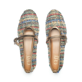 MARY JANES BALLET TWEED BRONZE GOLD